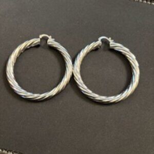 1 Pair of Silver Large Size Hoops